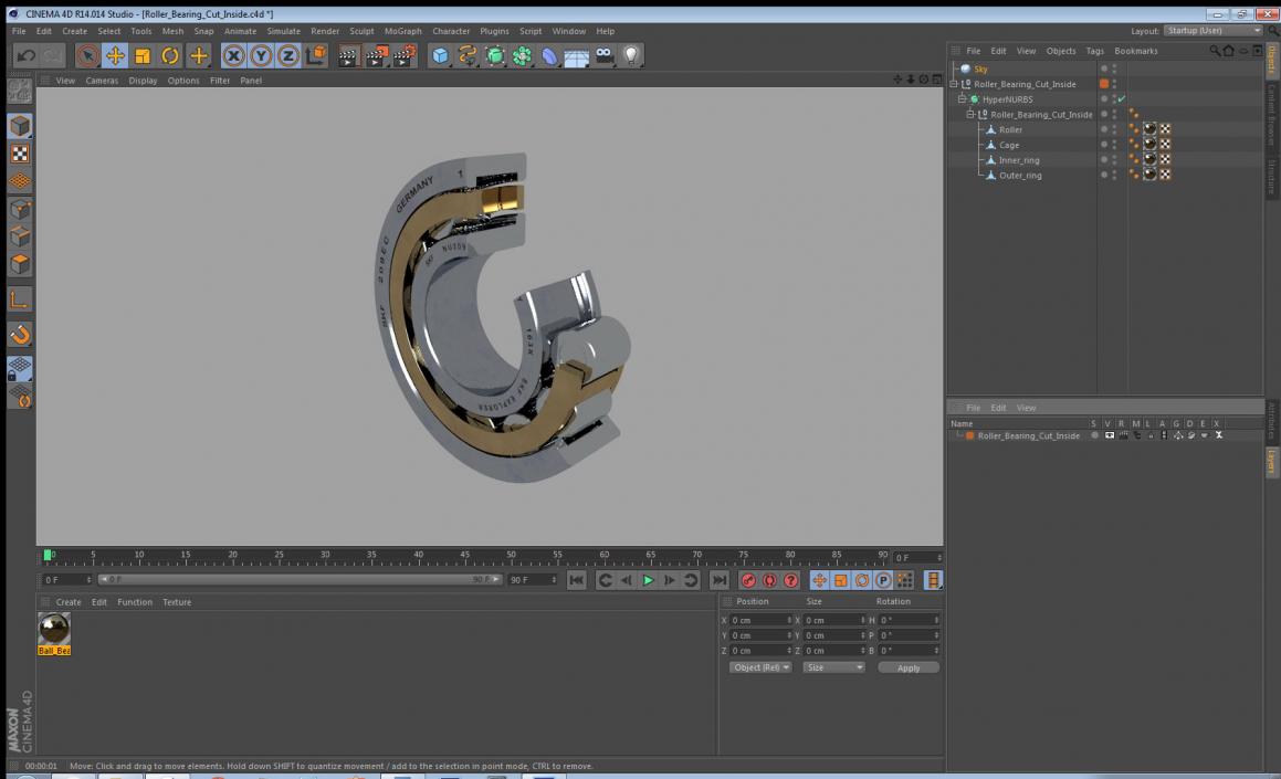 3D model Roller Bearing Cut Inside