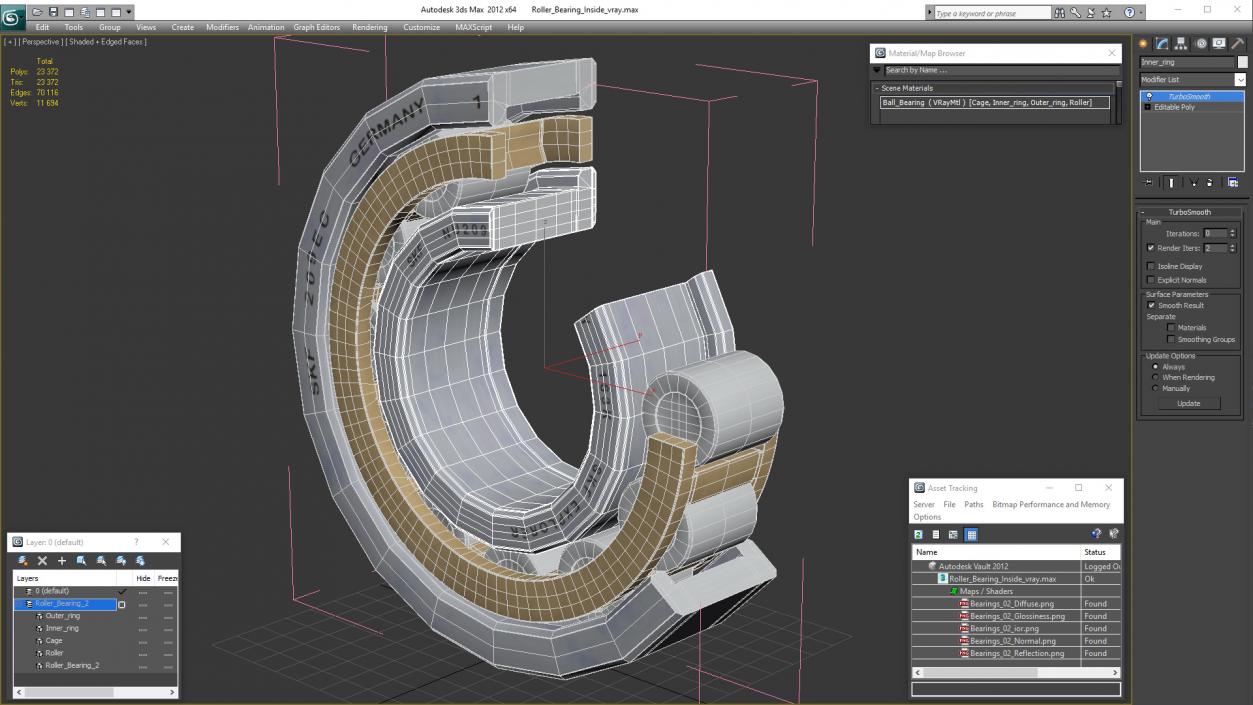 3D model Roller Bearing Cut Inside