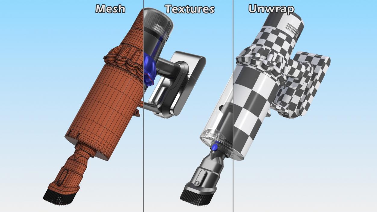 Cordless Vacuum Cleaner with Brush 3D model