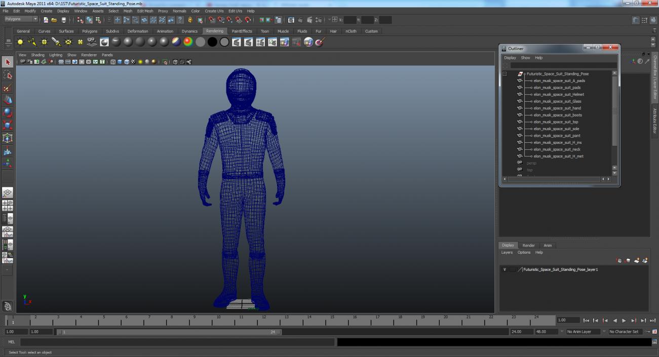 3D model Futuristic Space Suit Standing Pose