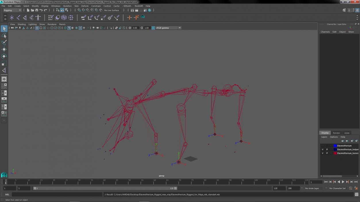 Elasmotherium Rigged for Maya 3D model