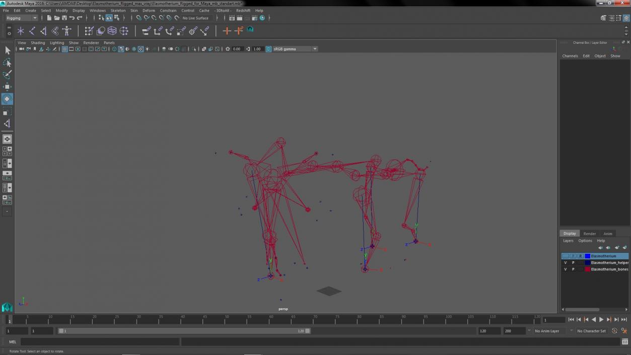 Elasmotherium Rigged for Maya 3D model