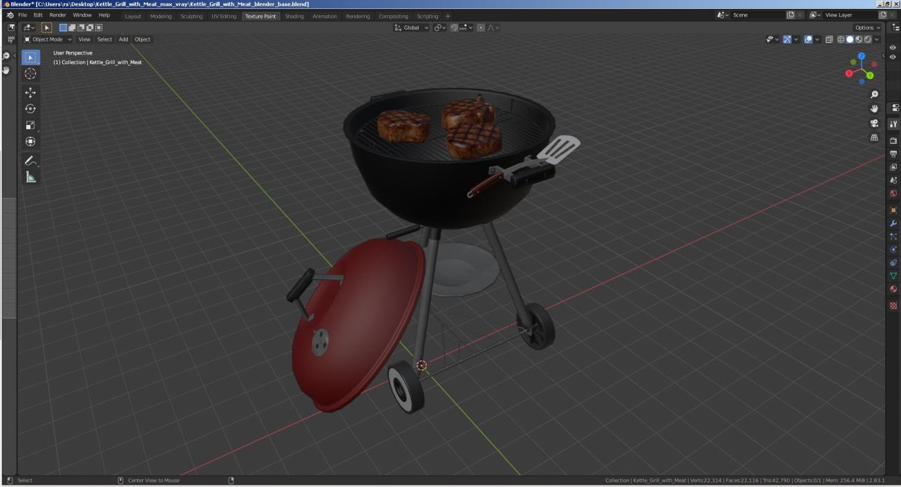 Kettle Grill with Meat 3D