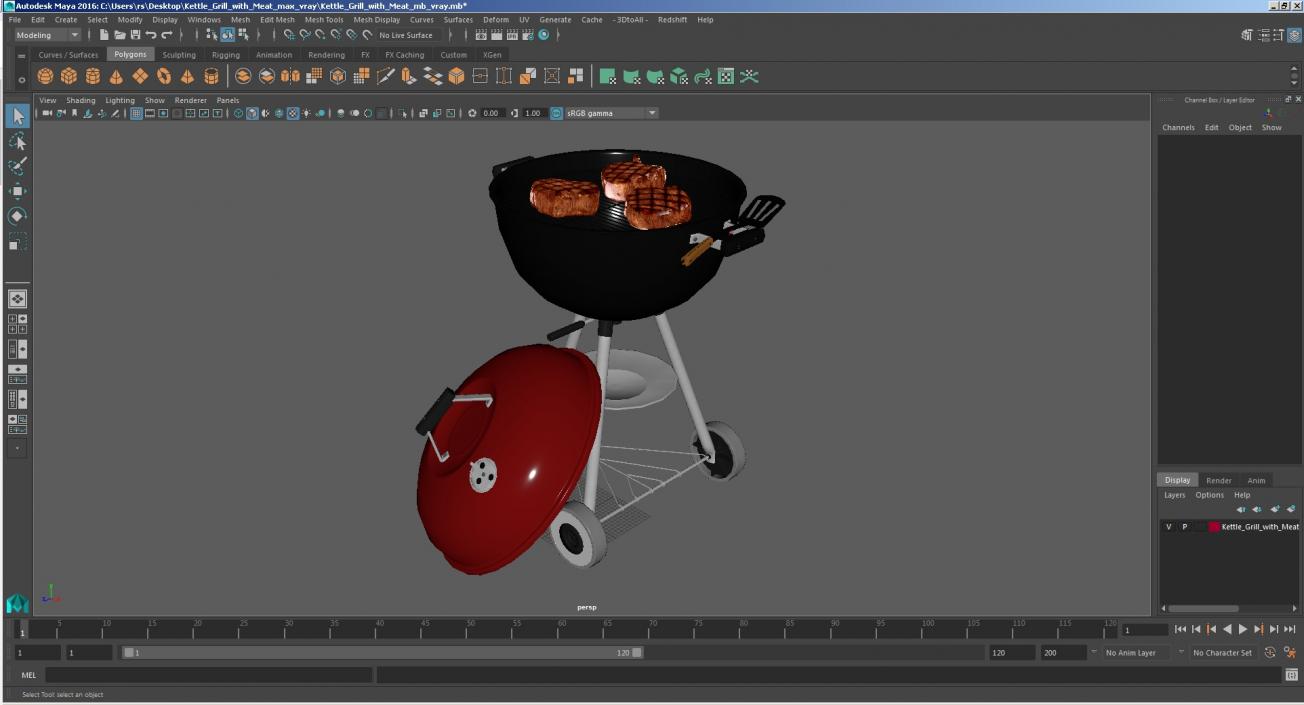 Kettle Grill with Meat 3D