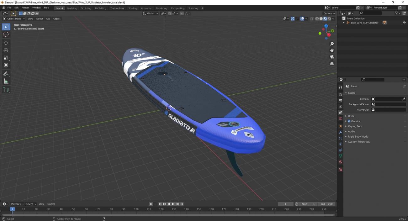 3D Blue Wind SUP Gladiator model