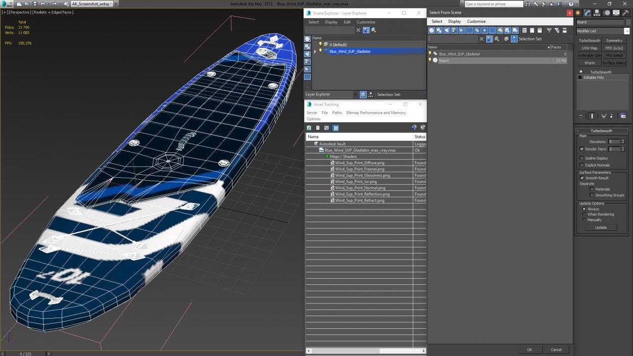 3D Blue Wind SUP Gladiator model