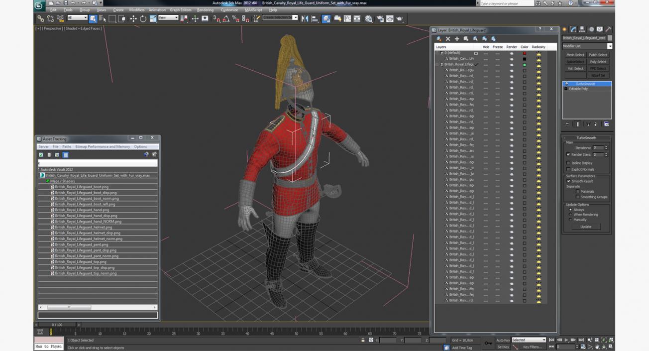 3D British Cavalry Royal Life Guard Uniform Set with Fur model