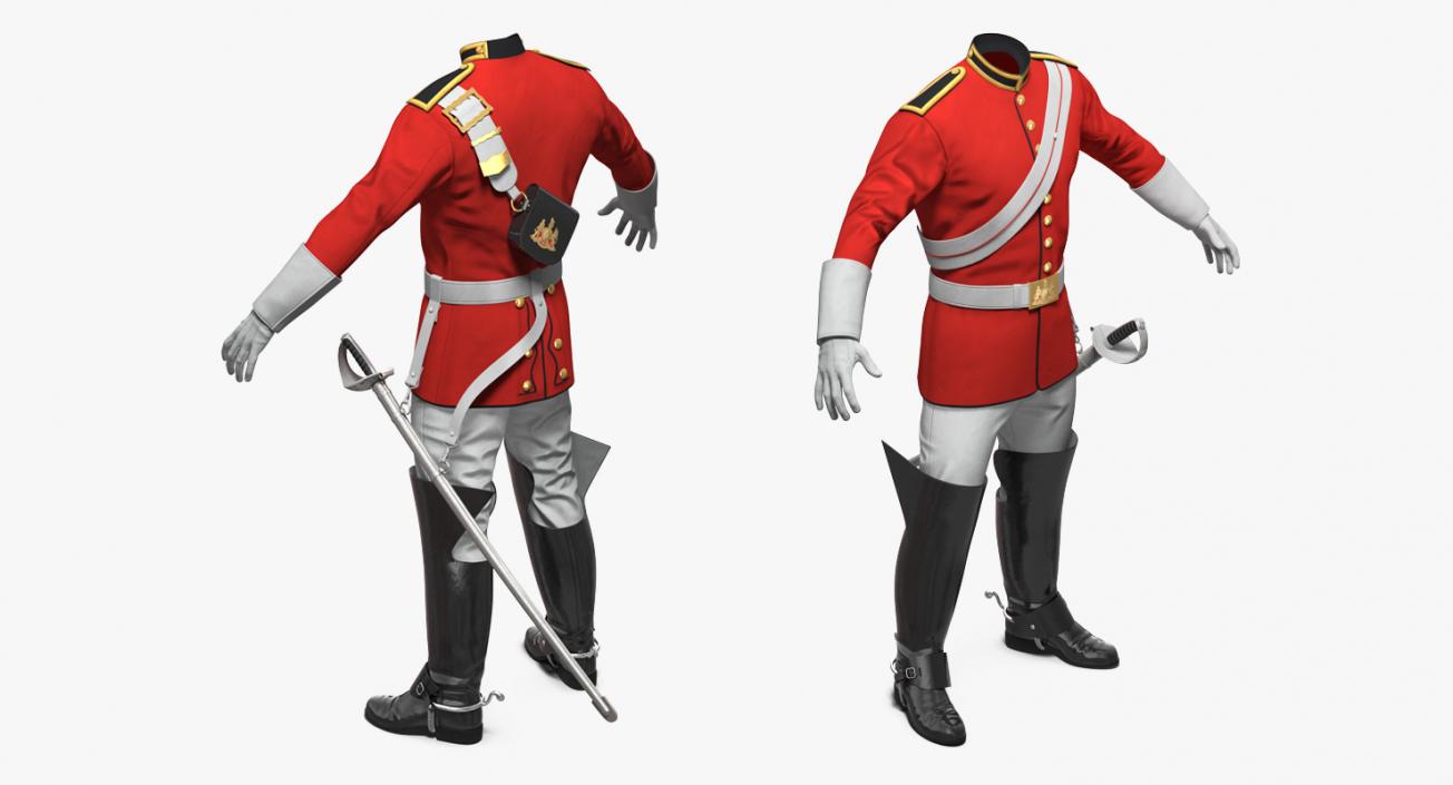 3D British Cavalry Royal Life Guard Uniform Set with Fur model