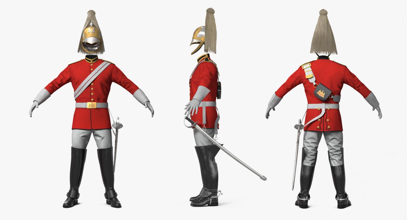 3D British Cavalry Royal Life Guard Uniform Set with Fur model