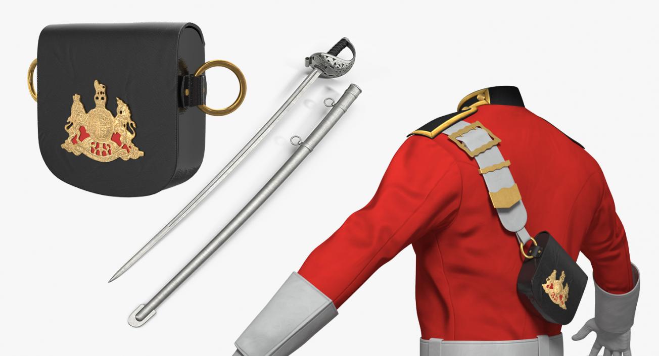 3D British Cavalry Royal Life Guard Uniform Set with Fur model