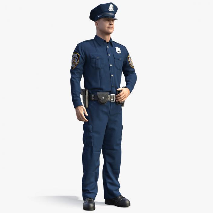 3D model NY Police Officer Standing Pose Fur