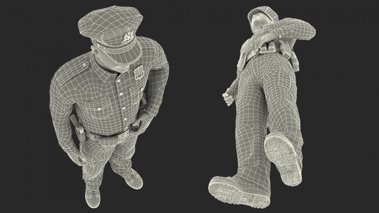 3D model NY Police Officer Standing Pose Fur