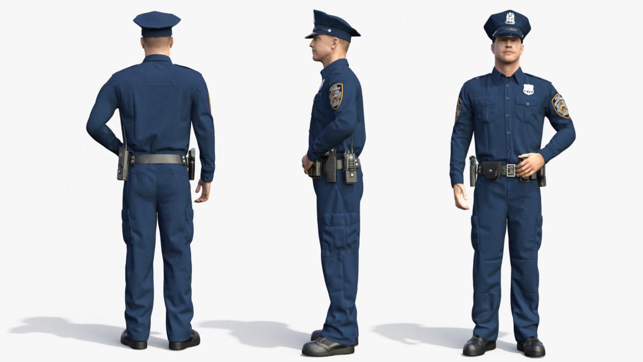 3D model NY Police Officer Standing Pose Fur