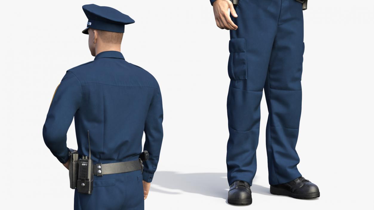 3D model NY Police Officer Standing Pose Fur