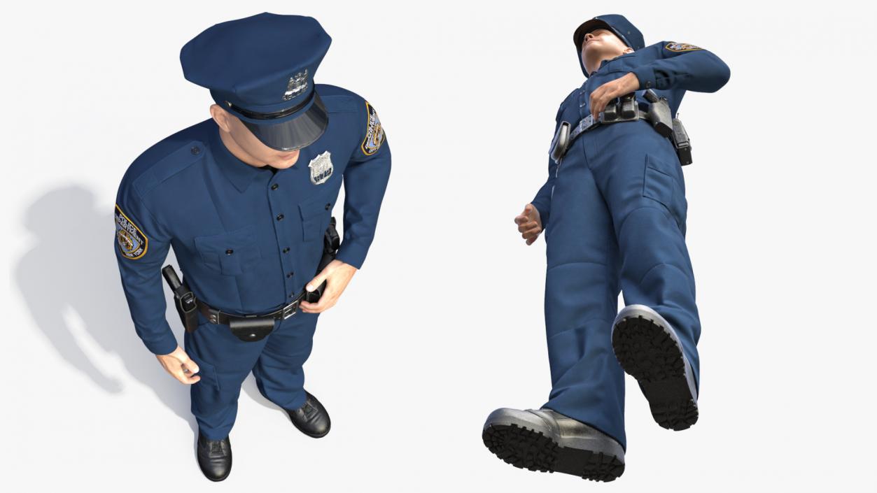 3D model NY Police Officer Standing Pose Fur