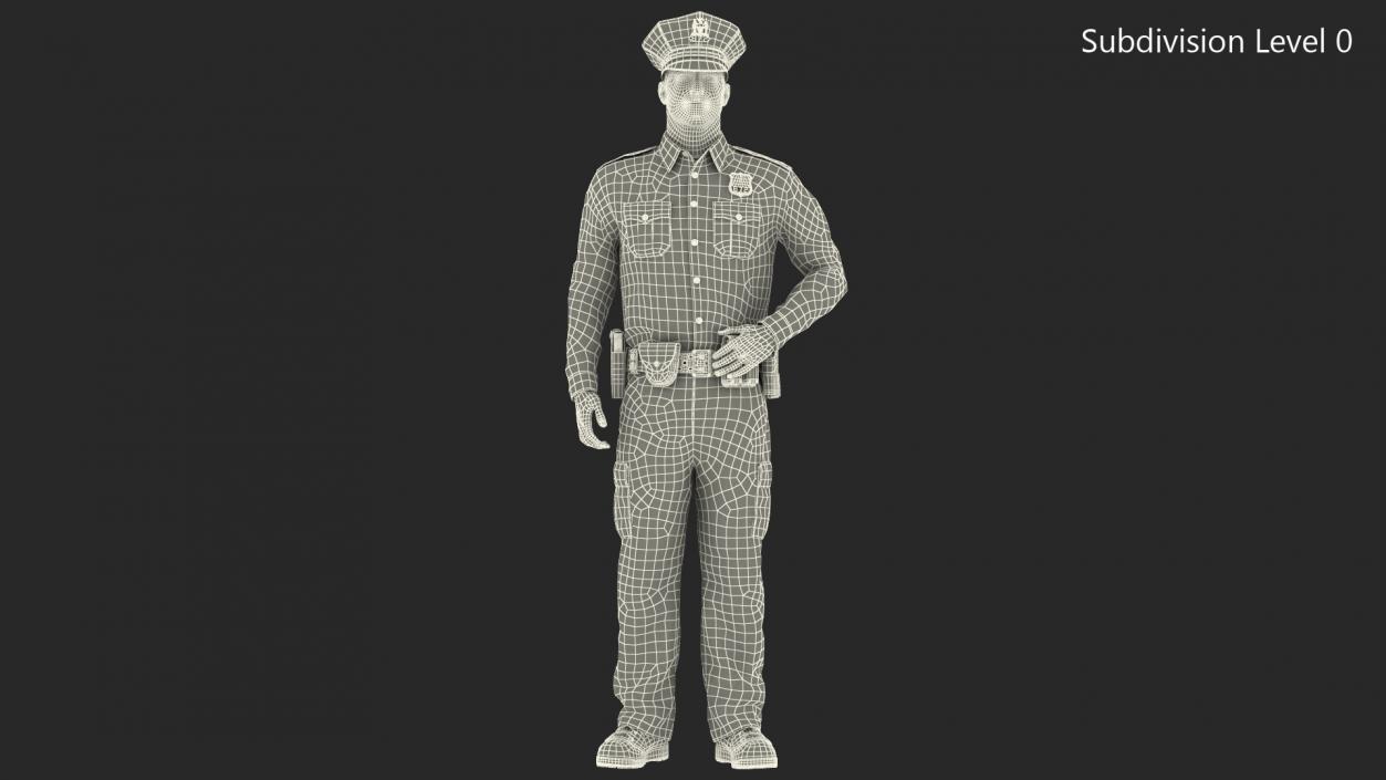 3D model NY Police Officer Standing Pose Fur