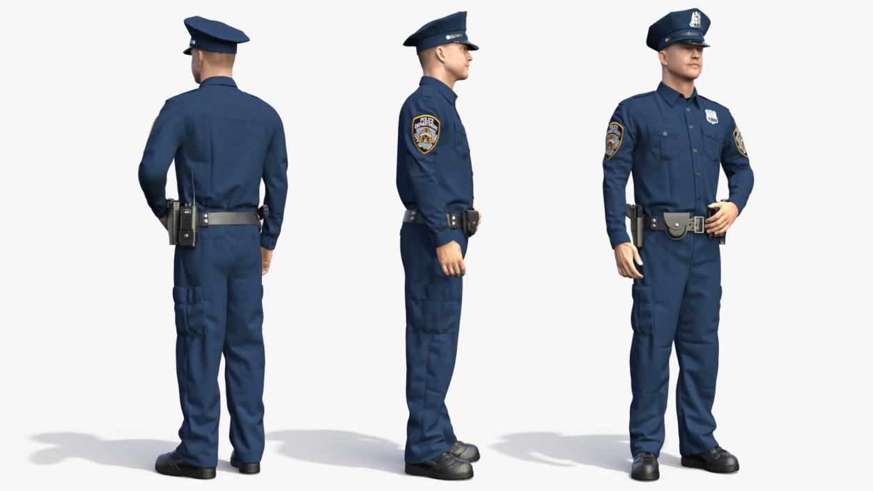 3D model NY Police Officer Standing Pose Fur