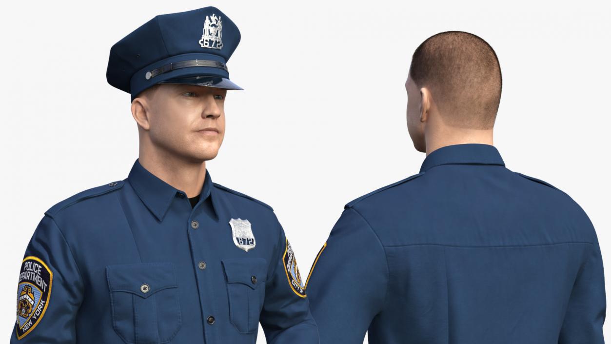 3D model NY Police Officer Standing Pose Fur