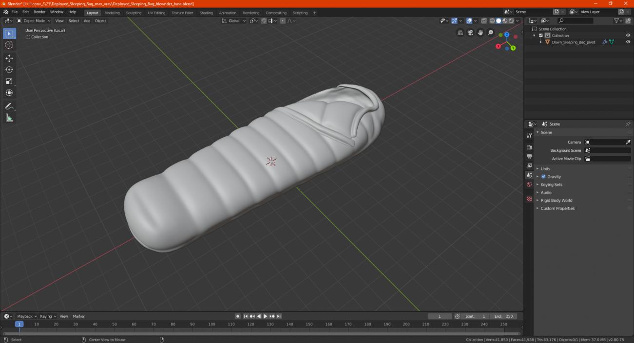 3D Deployed Sleeping Bag