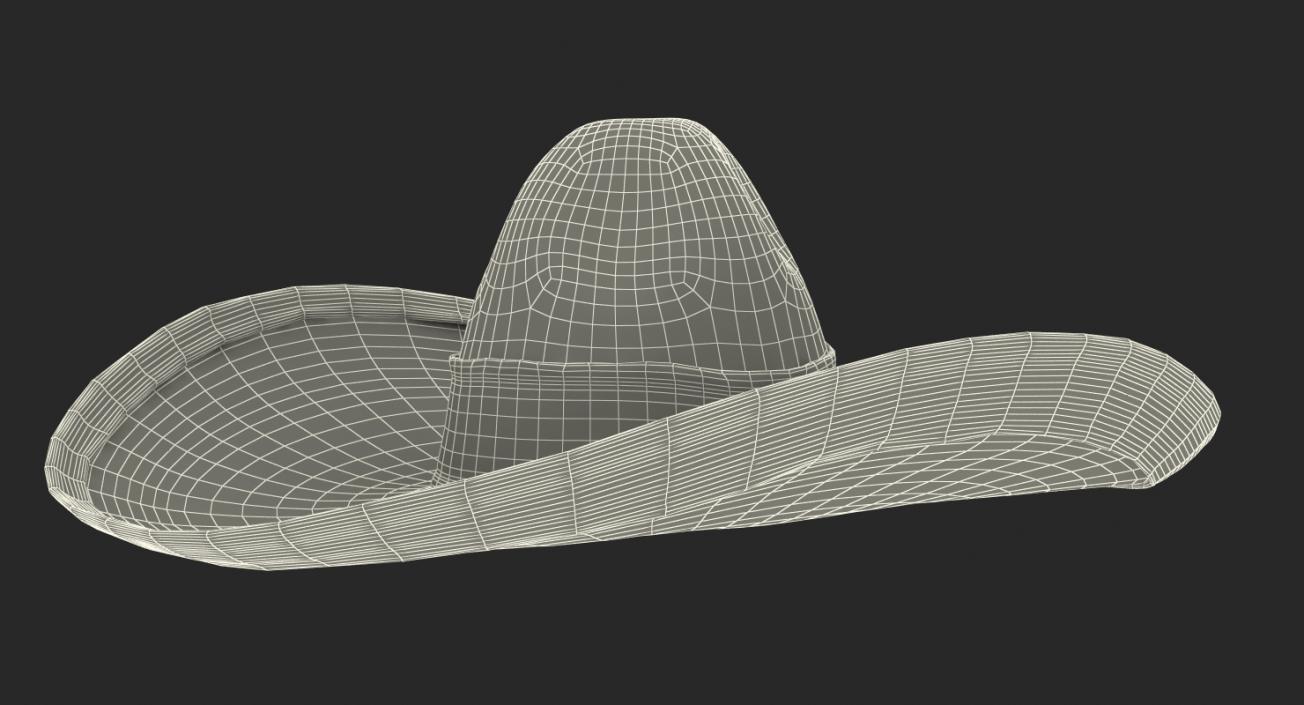 3D Straw Sombrero with Fur model