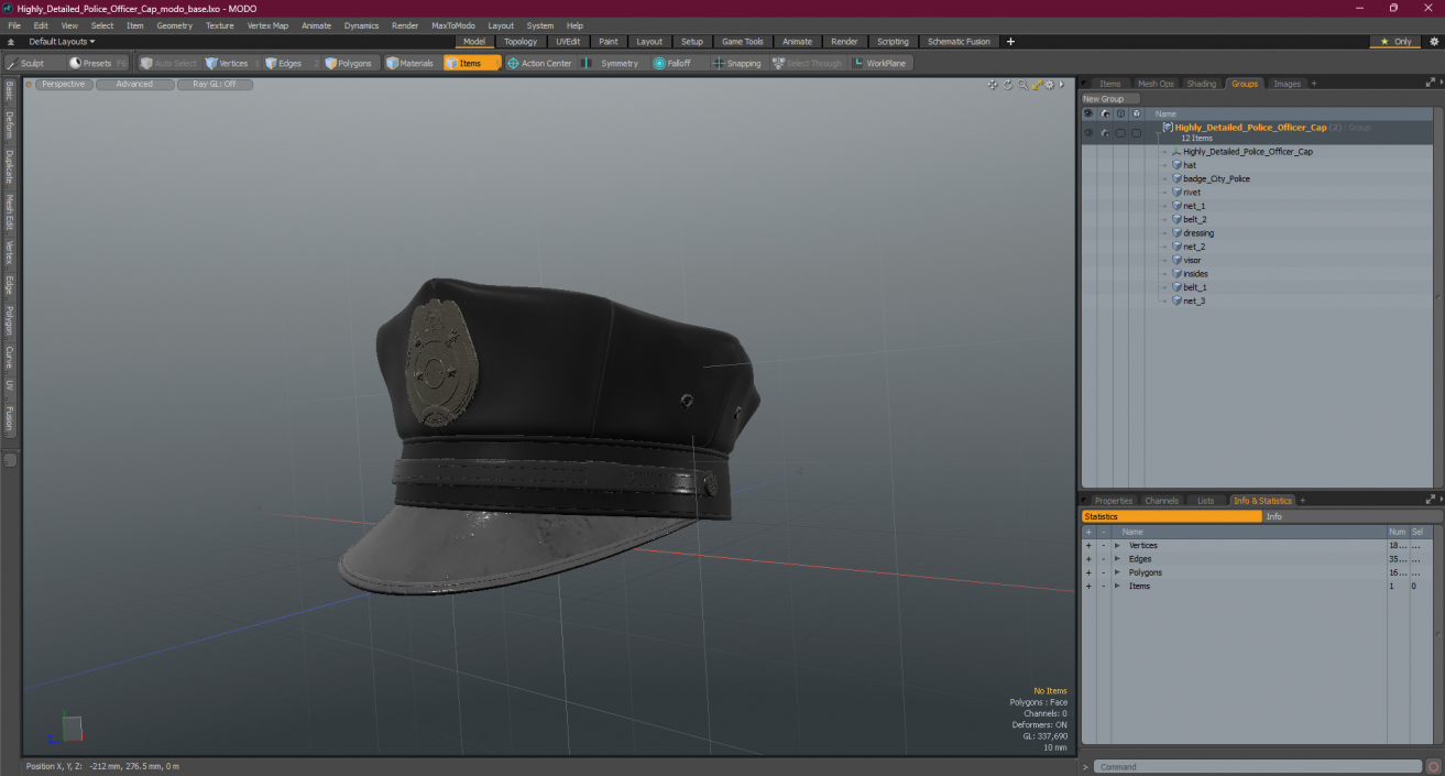 Highly Detailed Police Officer Cap 3D model