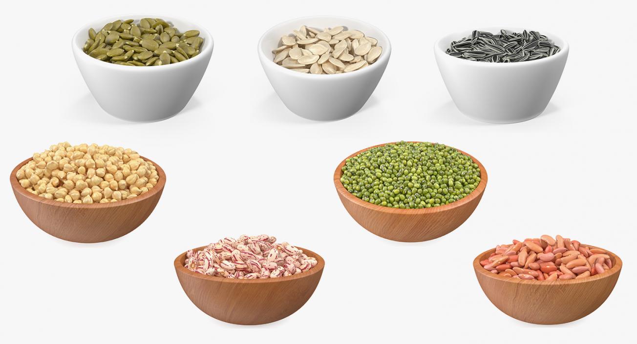 3D Beans and Seeds in a Bowl Collection 2 model