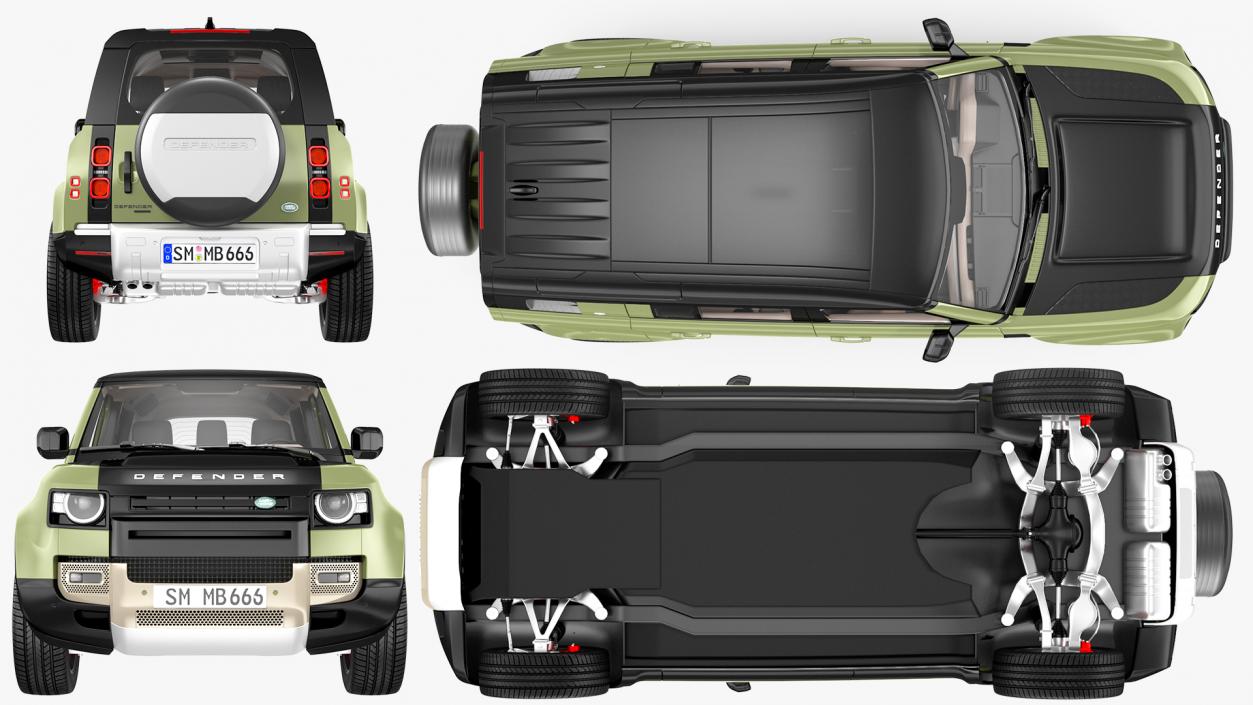 Land Rover Defender Country Pack Rigged 3D model