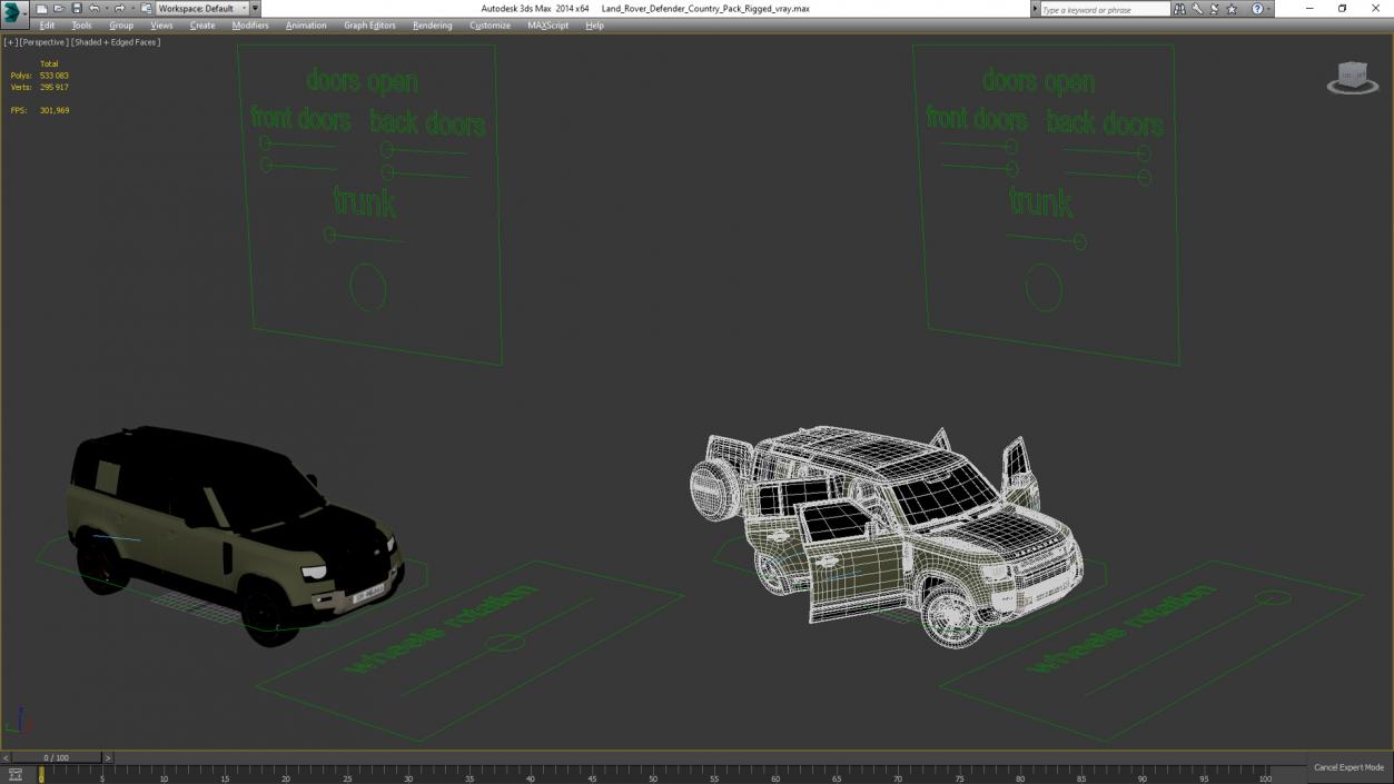 Land Rover Defender Country Pack Rigged 3D model