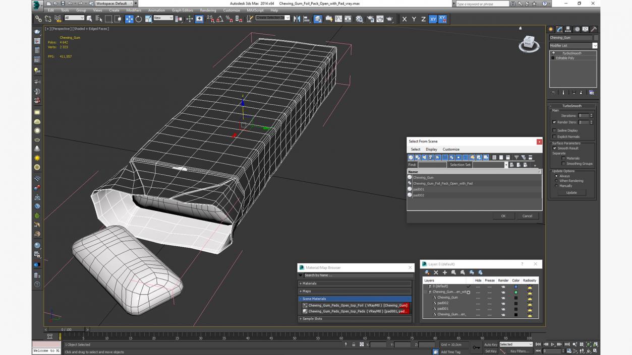 3D model Chewing Gum Foil Pack Open with Pad