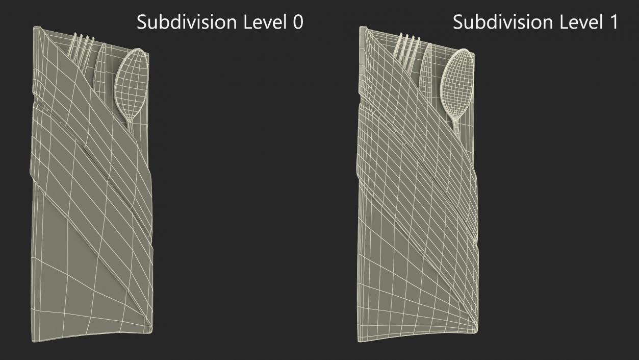 3D model Buffet Napkin Fold with Steel Flatware 2