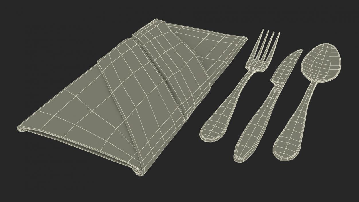 3D model Buffet Napkin Fold with Steel Flatware 2