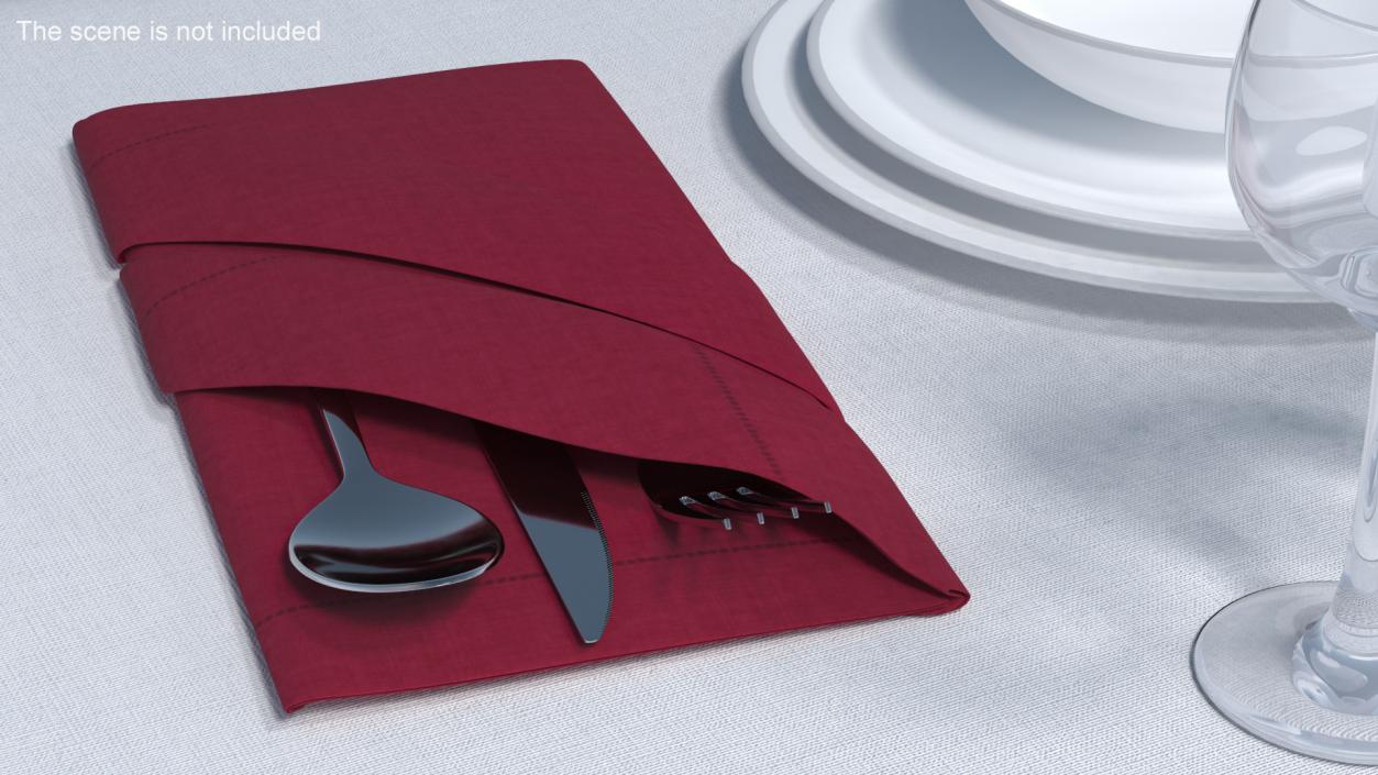 3D model Buffet Napkin Fold with Steel Flatware 2