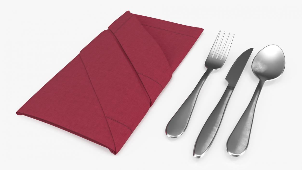 3D model Buffet Napkin Fold with Steel Flatware 2