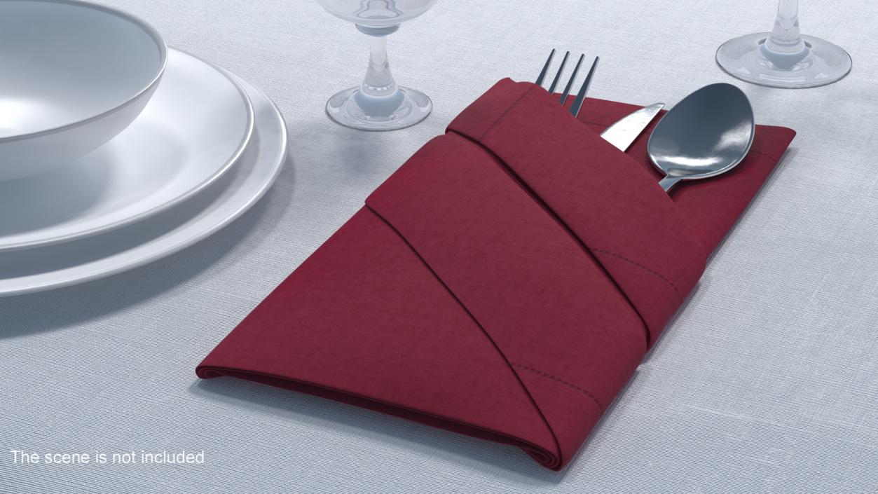 3D model Buffet Napkin Fold with Steel Flatware 2