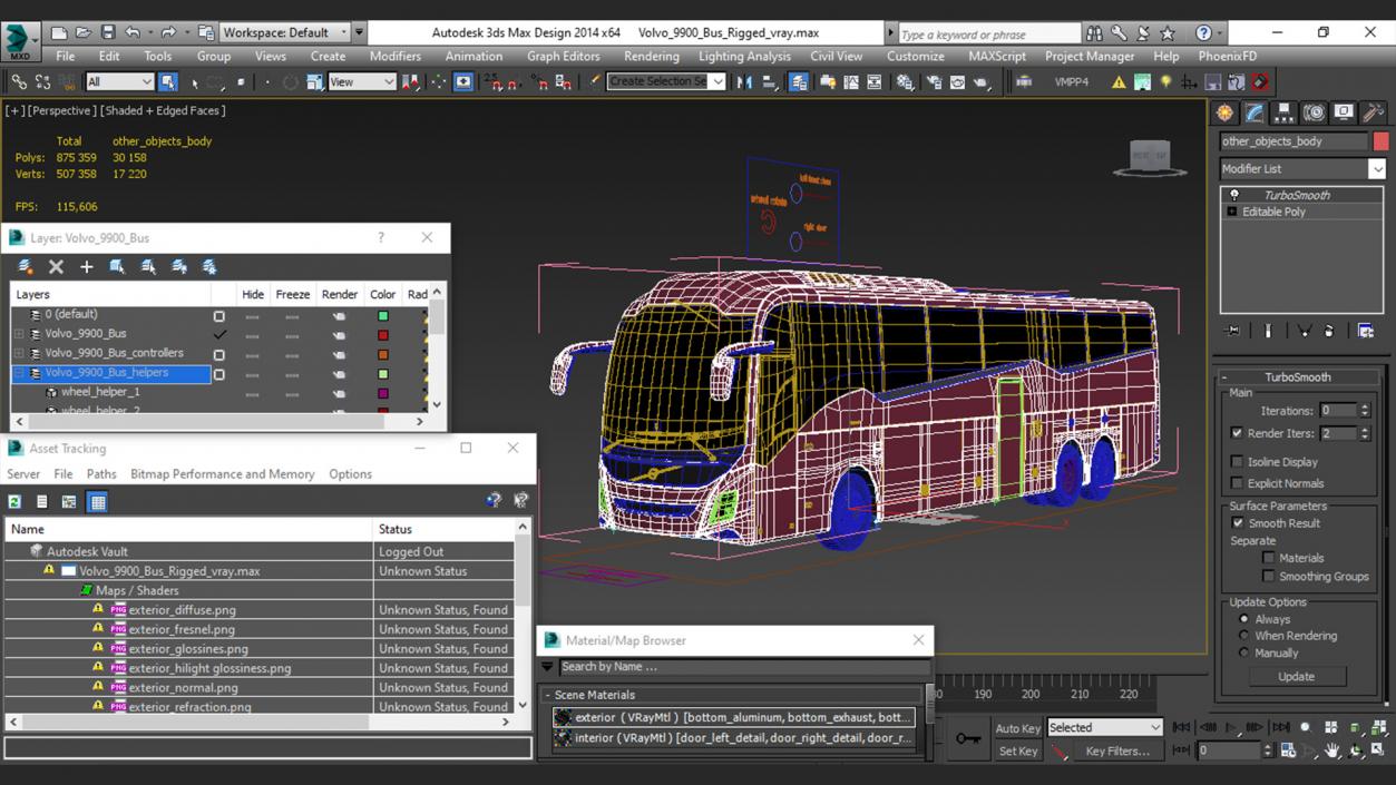 3D Volvo 9900 Bus Rigged