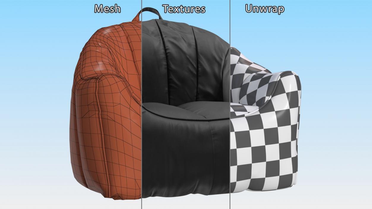 Hug Bean Bag Armchair Black 3D