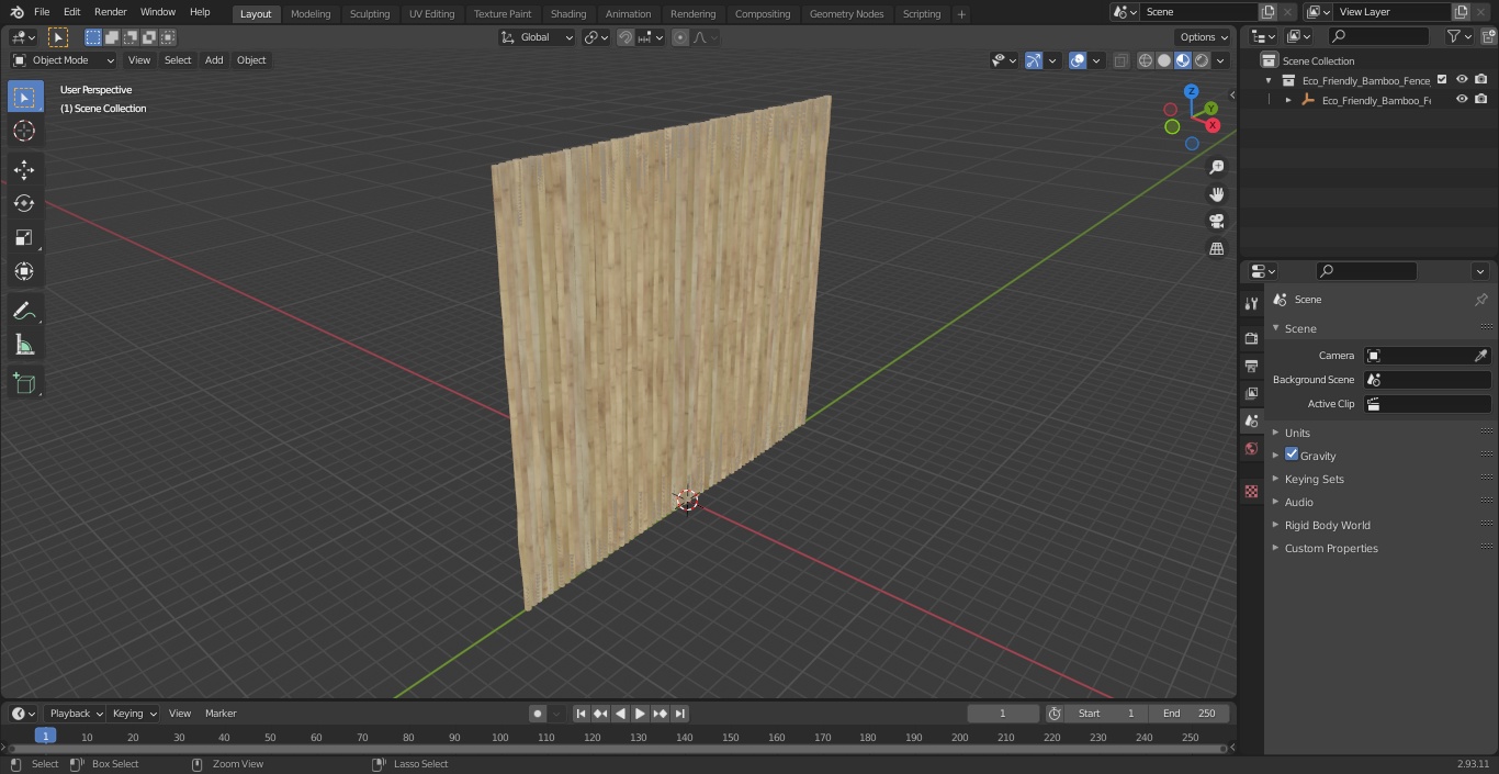 3D model Eco-Friendly Bamboo Fence