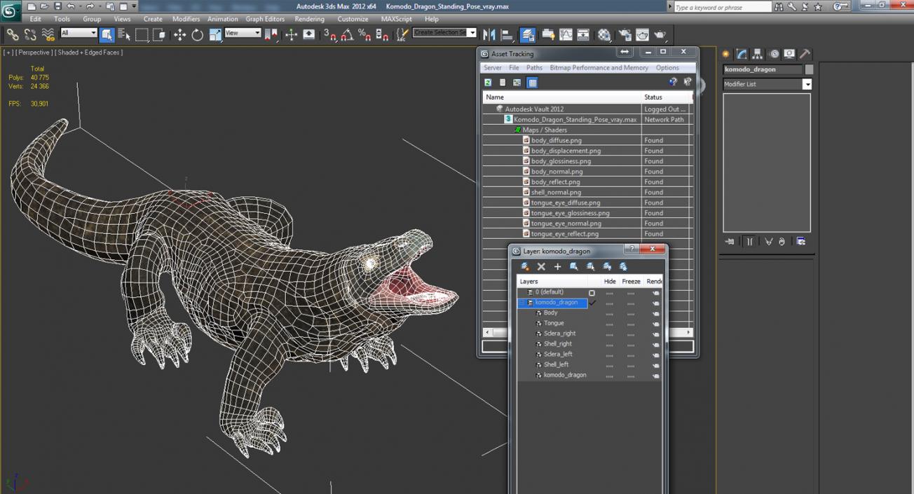 Komodo Dragon Standing Pose 3D