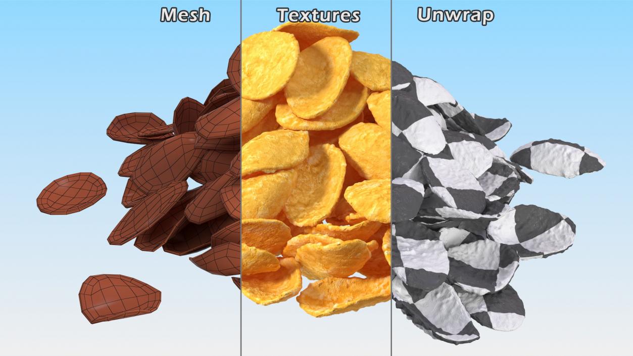 3D Pile of Dry Corn Flakes model