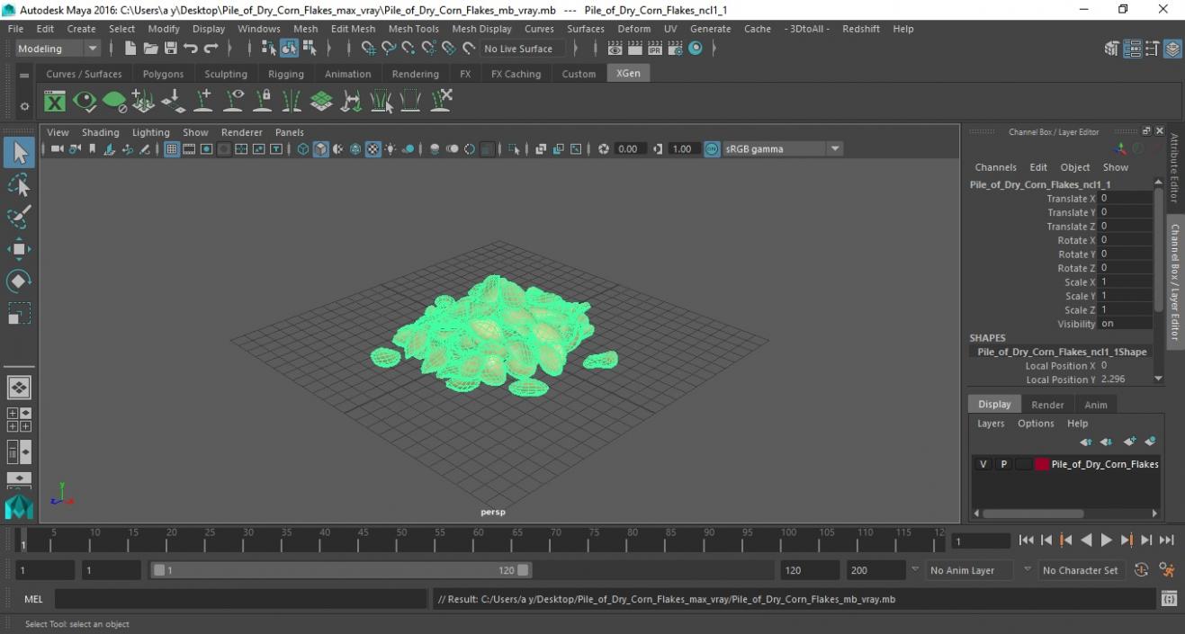 3D Pile of Dry Corn Flakes model