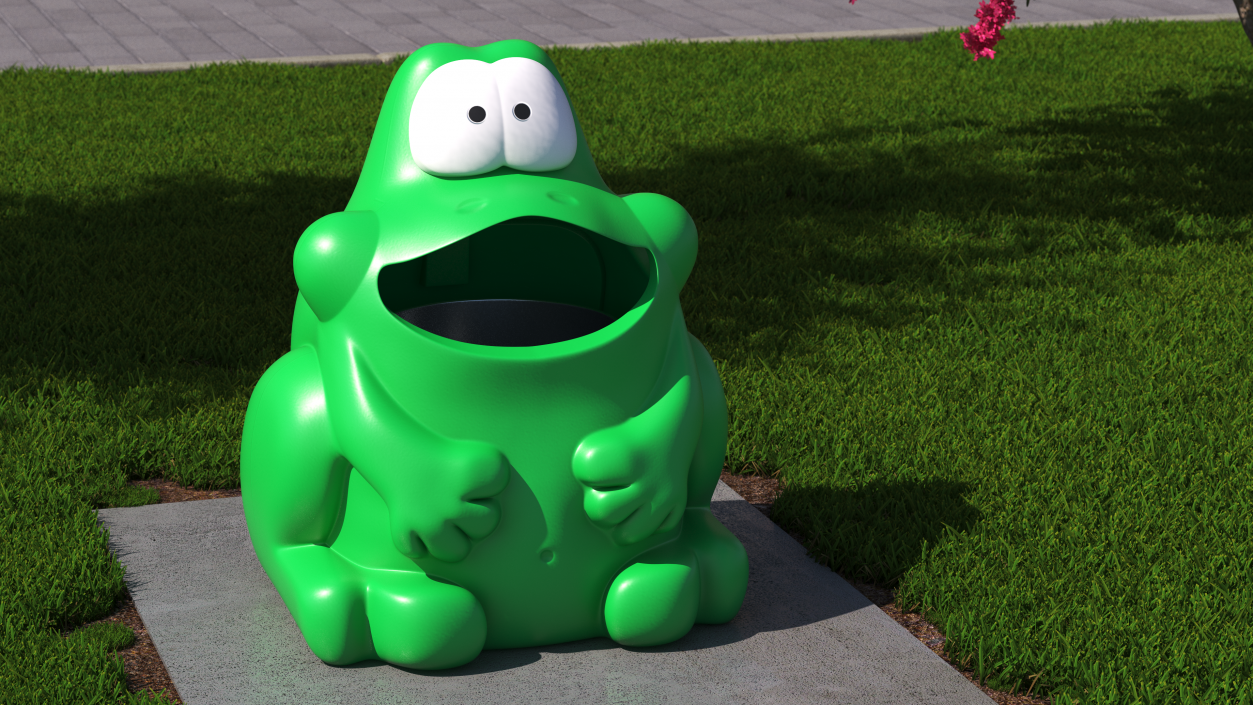 3D Frog-Shaped Trash Can