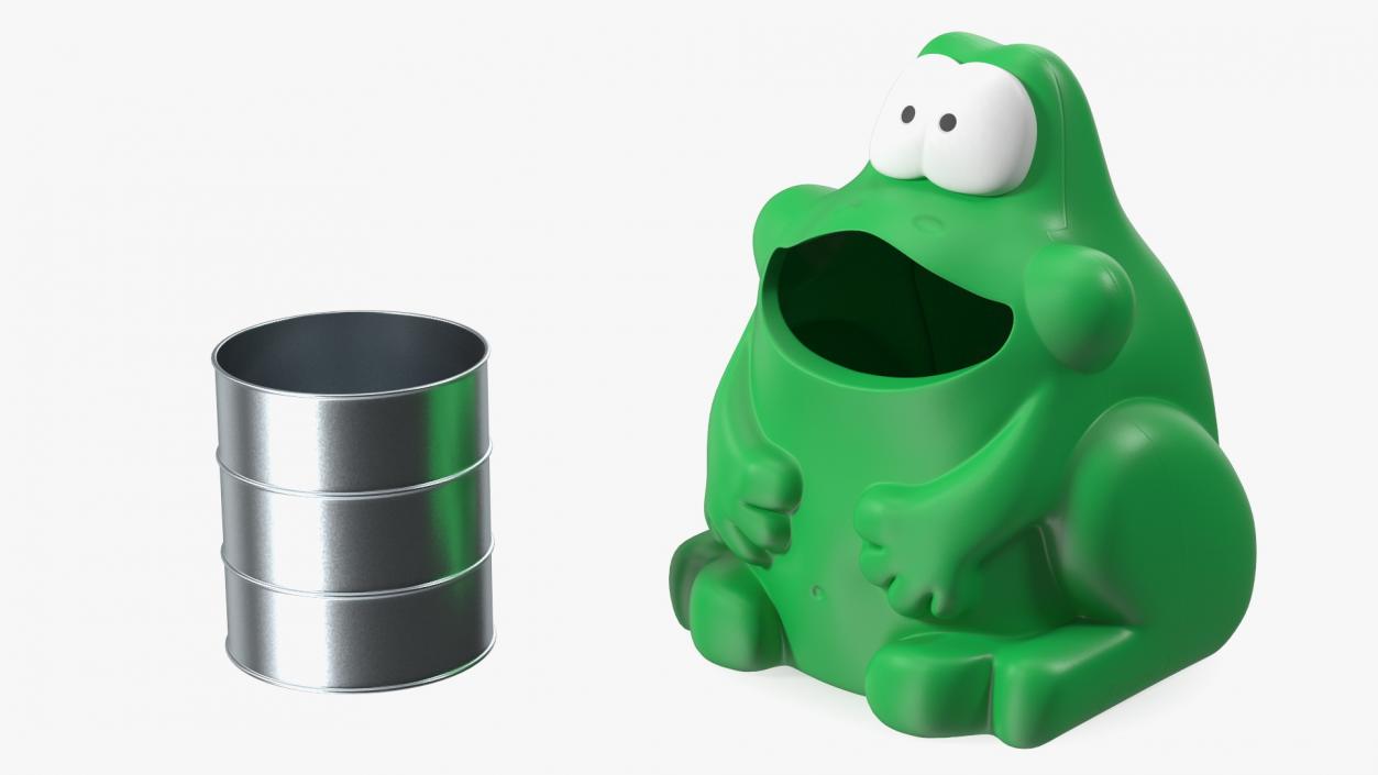 3D Frog-Shaped Trash Can