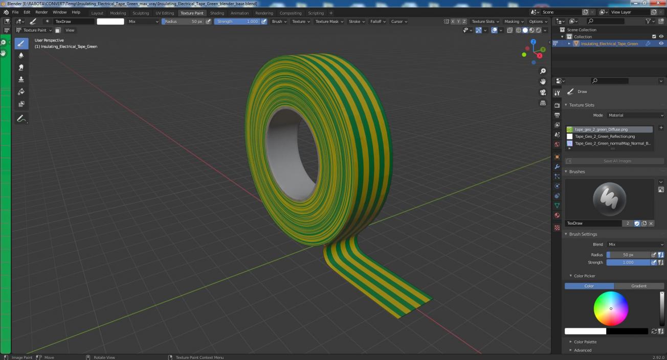 Insulating Electrical Tape Green 3D