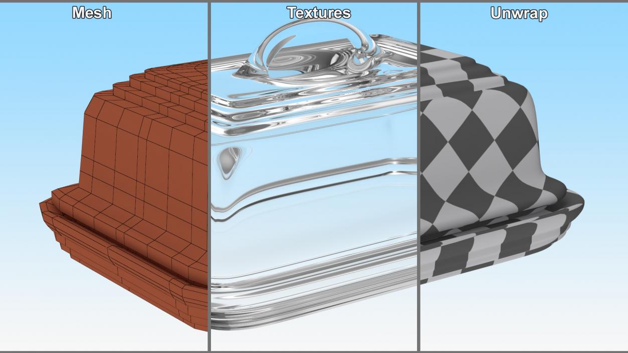 Glass Butter Dish 3D