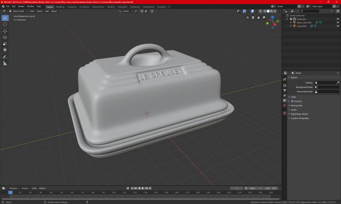 Glass Butter Dish 3D