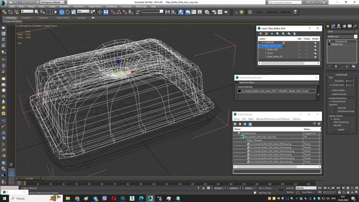 Glass Butter Dish 3D