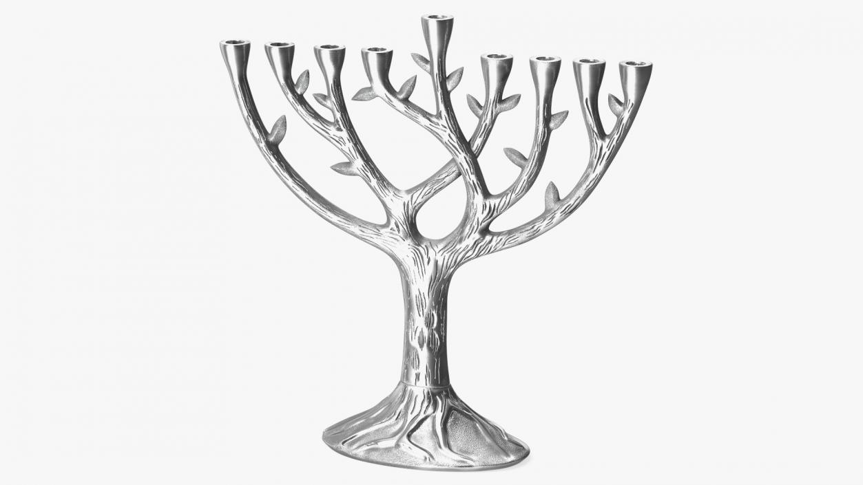 3D model Hanukkah Menorah Candelabrum Silver