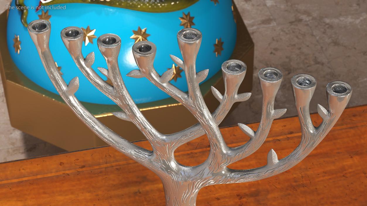 3D model Hanukkah Menorah Candelabrum Silver