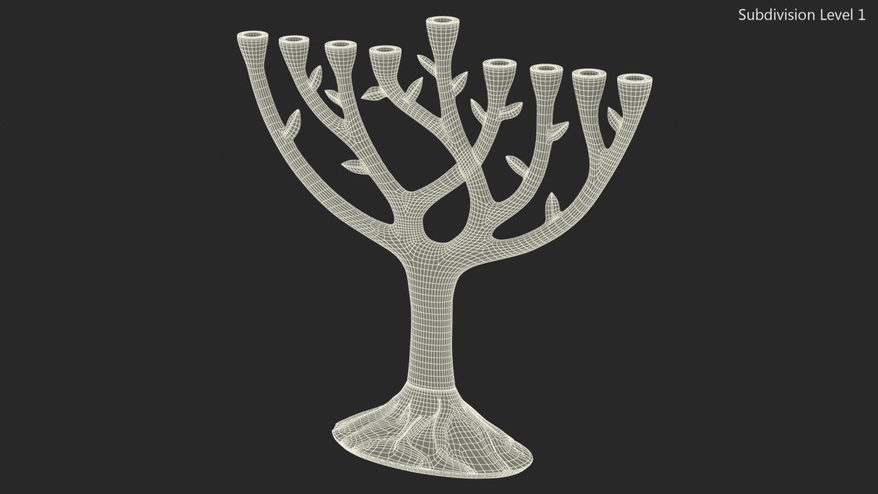 3D model Hanukkah Menorah Candelabrum Silver