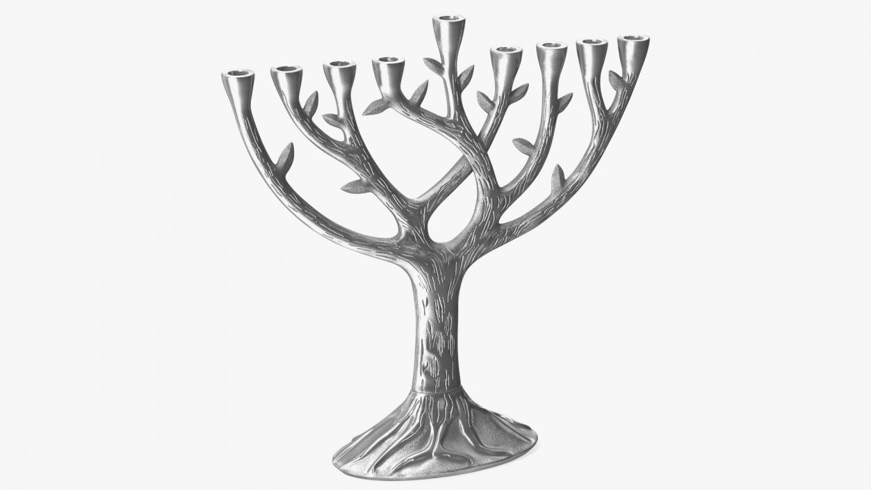 3D model Hanukkah Menorah Candelabrum Silver